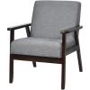 imageGiantex MidCentury Modern Accent Chair Retro Fabric Armchair Solid Hardwood Made Upholstered Linen Lounge Arm Chair for Living Room 1 Dark GreyDark Grey