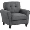 imageGiantex Modern MidCentury Accent Chair  Linen Living Room Chair with Tufted Back 7quot Thick Cushion Max Load 400 lbs Upholstered Armchair with NonSlip Foot Pads Club Chair for Bedroom BeigeGrey