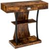 imageGiantex Narrow Console Table TShaped  Behind Couch Table with Drawer Shelves Dual AntiTipping Kits Modern Foyer Table Sofa Side Table for Living Room Entryway Hallway Entry Table GrayBrown