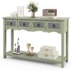 imageGiantex Narrow Console Table with Storage  48 Antique Entryway Table with 4 Drawers Open Shelf Solid Wood Legs Long ampamp Slim Sofa Side Table for Couch Hallway Living Room Foyer Entry Table