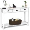 imageGiantex Narrow Console Table with Storage  60quot Long Sofa Side Table w 4 Drawers ampamp Open Shelf Solid Wood Legs Rectangular Entry Table Retro Entryway Table for Living Room Hallway Foyer BlackWhite