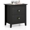 imageGiantex Nightstands Set of 2 Modern 2 Drawers Night Stands with Handles Sofa Side Table with Sturdy Legs for Small Spaces College Dorm Kids Room Wooden Bedside Tables for Bedroom BlackBlack