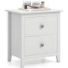 imageGiantex Nightstands Set of 2 Modern 2 Drawers Night Stands with Handles Sofa Side Table with Sturdy Legs for Small Spaces College Dorm Kids Room Wooden Bedside Tables for Bedroom BlackWhite