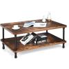 imageGiantex Retro Coffee Table WThick Tabletop Industrial Steel Pipe Legs ampamp 2Tier Storage Shelf Accent Table for Living Room Reception Room Easy Assembly Center Table Rustic BrownRustic Brown