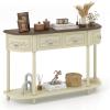 imageGiantex Retro Console Table with Drawers 52quot Long Narrow Sofa Table wOpen Shelf HalfMoon Entryway Table with Storage Solid Wood Legs Vintage Entry Table for Living Room Hallway Beige