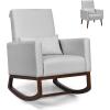 imageGiantex Rocking Chair Fabric High Back Armchair with Waist PillowWooden Tapered ampamp Rocking Dual Legs Multifunctional Upholstered Accent Chair for Nursery Living Room Bedroom Rocker1 BeigeSliver