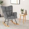 imageGiantex Rocking Chair Nursery Modern Rocking Accent Chair wHigh Backrest Padded Armrests Solid Metal ampamp Wood Frame Upholstered Linen Glider Rocker Chair for Nursery Living Room Bedroom Dark GreyDark Grey