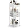 imageGiantex Rolling Makeup Organizer Cart with Drawers ampamp Shelves Cosmetic Storage Rack with Lockable Wheels Top Display Case Vanity Organizer for Skincare Perfume Brushes ampamp Hair Tools White