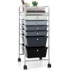 imageGiantex Rolling Storage Cart with 6 Drawers Multipurpose Mobile Organizer Cart for Tools Scrapbook Paper Home Office School BlackBlack Gradient