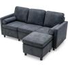 imageGiantex Sectional Sofa Set Convertible LShaped Couch with Ottoman 2 Bolsters Comfy Fabric Modular Sleeper Bed for Living Room Reception Room Home Office Apartment 73x 315x 34 Grey