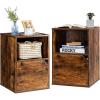 imageGiantex Set of 2 Nightstands End Table wStorage Cabinet and Open Shelf 2Tier File Cabinet Modern Sofa Couch Side Table for Bedroom Home Office WhiteRustic BrownRustic Brown