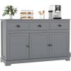 imageGiantex Sideboard Buffet Server Storage Cabinet Console Table Home Kitchen Dining Room Furniture Entryway Cupboard with 2 Cabinets and 3 Drawers Adjustable Shelves GrayGrey