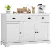 imageGiantex Sideboard Buffet Server Storage Cabinet Console Table Home Kitchen Dining Room Furniture Entryway Cupboard with 2 Cabinets and 3 Drawers Adjustable Shelves GrayWhite