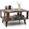 imageGiantex Small Wood Coffee Table 2Tier Tea Table wOpen Storage Shelf ampamp Supportive Legs Easy Assembly MidCentury Center Table for Living Room Reception Room