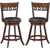imageGiantex Swivel Bar Stools Set of 2 245quot Counter Height Bar Chairs with Back Rubber Wood Frame Upholstered Farmhouse Faux Leather Barstools for Kitchen Island Dining Room Pub Espresso1