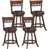 imageGiantex Swivel Bar Stools Set of 2 245quot Counter Height Bar Chairs with Back Rubber Wood Frame Upholstered Farmhouse Faux Leather Barstools for Kitchen Island Dining Room Pub Espresso2