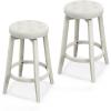 imageGiantex Swivel Bar Stools Set of 2 30quot Bar Height Stools wTufted Seat ampamp Rubber Wood Frame Round Backless Kitchen Stools wFootrest Barstools for Kitchen IslandBreakfastPub Antique WhiteAntique White