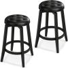 imageGiantex Swivel Bar Stools Set of 2 30quot Bar Height Stools wTufted Seat ampamp Rubber Wood Frame Round Backless Kitchen Stools wFootrest Barstools for Kitchen IslandBreakfastPub Antique WhiteBlack