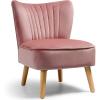 imageGiantex Velvet Accent Chair Upholstered Modern Sofa Chair wWood Legs Thickly Padded Small Armless Wingback Club Chairs for Living Room Bedroom FurniturePink