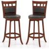 imageGiantex Wood Bar Stools Set of 2 31quot Swivel Bar Height Barstools wBack Rubber Wood Frame Padded Seat Footrest PVC Leather Wooden Counter Bar Chairs for Kitchen Island Restaurant Espresso1