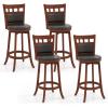 imageGiantex Wood Bar Stools Set of 2 31quot Swivel Bar Height Barstools wBack Rubber Wood Frame Padded Seat Footrest PVC Leather Wooden Counter Bar Chairs for Kitchen Island Restaurant Espresso2
