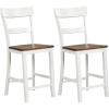 imageGiantex Wooden Bar Stools Counter Height Set of 2 245quot Farmhouse Wood Bar Dining Chairs with Solid Rubber Wood Frame Backrest Footrest Armless Barstools for Home Bar Kitchen Counter WhiteWhite