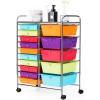 imageTopment Plastic Boxes 15 Drawer Rolling Organizer Cart Utility Storage Tools Scrapbook Paper MultiUse