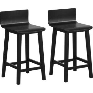 imageGiantex 245quot Bar Stools Set of 2 Counter Height Bar Stools wLow Back ampamp Footrest Farmhouse Wooden Bar Dining Chairs Armless Wood Barstools for Kitchen Island Pub Kitchen Cafe Breakfast BrownBlack