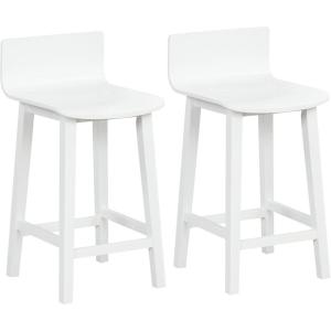 imageGiantex 245quot Bar Stools Set of 2 Counter Height Bar Stools wLow Back ampamp Footrest Farmhouse Wooden Bar Dining Chairs Armless Wood Barstools for Kitchen Island Pub Kitchen Cafe Breakfast BrownWhite