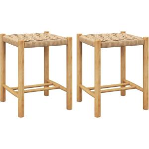 imageGiantex 26quot Counter Height Wood Bar Stools Set of 2 Boho Rattan Barstools Max Load 330 Lbs Armless Saddle Kitchen Stools Backless Wicker Bar Stools for Kitchen Counter Indoor Outdoor1