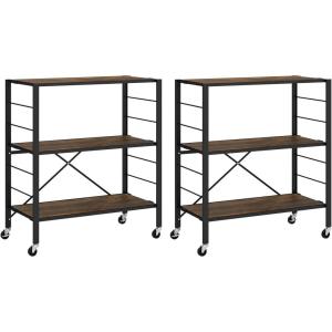 imageGiantex 4Tier Folding Storage Shelf Collapsible Shelving Unit wLockable Wheels ampamp Adjustable Shelf HeavyDuty Storage Organizer on Wheels Storage Rack for Tool Room Garage Kitchen Living Room2
