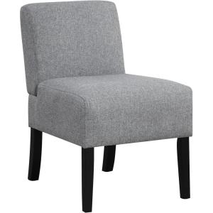 imageGiantex Armless Accent Chair Set of 2 Upholstered Living Room Chair with Rubber Wood Legs Modern Slipper Side Chair Reading Chair for Living Room Bedroom Waiting Room Office Small Spaces GreyGrey