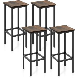 imageGiantex Metal Bar Stools Set of 4 26quot Backless Barstools with Metal Legs ampamp Footrest Breakfast Bar Dining Chairs Industrial Counter Height Stools for Kitchen Island Home Bar Dining Room GreyRustic Brown