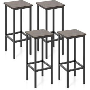 imageGiantex Metal Bar Stools Set of 4 26quot Backless Barstools with Metal Legs ampamp Footrest Breakfast Bar Dining Chairs Industrial Counter Height Stools for Kitchen Island Home Bar Dining Room GreyGrey