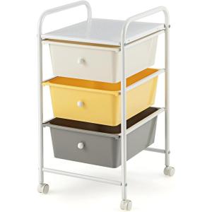 imageGiantex Rolling Storage Cart with 6 Drawers Multipurpose Mobile Organizer Cart for Tools Scrapbook Paper Home Office School BlackBeigeYellowGray