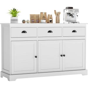 imageGiantex Sideboard Buffet Server Storage Cabinet Console Table Home Kitchen Dining Room Furniture Entryway Cupboard with 2 Cabinets and 3 Drawers Adjustable Shelves GrayWhite