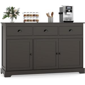 imageGiantex Sideboard Buffet Server Storage Cabinet Console Table Home Kitchen Dining Room Furniture Entryway Cupboard with 2 Cabinets and 3 Drawers Adjustable Shelves GrayBrown