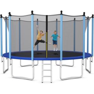 imageGiantex Trampoline for Kids Adults ASTM Approved 8 10 12 14 15 16Ft Big Trampoline with Ladder Thickness Steel Pipes WearResistant All Weather Outdoor Large Recreational Trampoline with Net16Ft 6 Legs