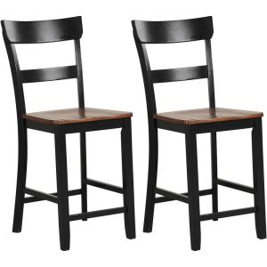 imageGiantex Wooden Bar Stools Counter Height Set of 2 245quot Farmhouse Wood Bar Dining Chairs with Solid Rubber Wood Frame Backrest Footrest Armless Barstools for Home Bar Kitchen Counter WhiteBlack