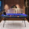 imageGiantex 10 Players Poker Table with Cup Holder Folding Casino Leisure Table with 4 USB Ports Extra Lights Easy to Assemble Foldable Game Poker Tables for Texas Card Games BlueGreen