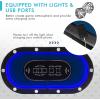 imageGiantex 10 Players Poker Table with Cup Holder Folding Casino Leisure Table with 4 USB Ports Extra Lights Easy to Assemble Foldable Game Poker Tables for Texas Card Games BlueBlue