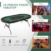 imageGiantex 10 Players Poker Table with Cup Holder Folding Casino Leisure Table with 4 USB Ports Extra Lights Easy to Assemble Foldable Game Poker Tables for Texas Card Games BlueGreen