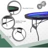 imageGiantex 10 Players Poker Table with Cup Holder Folding Casino Leisure Table with 4 USB Ports Extra Lights Easy to Assemble Foldable Game Poker Tables for Texas Card Games BlueGreen