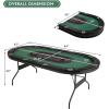 imageGiantex 10 Players Poker Table with Cup Holder Folding Casino Leisure Table with 4 USB Ports Extra Lights Easy to Assemble Foldable Game Poker Tables for Texas Card Games BlueGreen