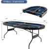 imageGiantex 10 Players Poker Table with Cup Holder Folding Casino Leisure Table with 4 USB Ports Extra Lights Easy to Assemble Foldable Game Poker Tables for Texas Card Games BlueBlue