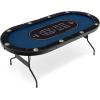 imageGiantex 10 Players Poker Table with Cup Holder Folding Casino Leisure Table with 4 USB Ports Extra Lights Easy to Assemble Foldable Game Poker Tables for Texas Card Games BlueBlue