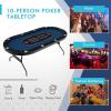 imageGiantex 10 Players Poker Table with Cup Holder Folding Casino Leisure Table with 4 USB Ports Extra Lights Easy to Assemble Foldable Game Poker Tables for Texas Card Games BlueBlue