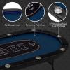 imageGiantex 10 Players Poker Table with Cup Holder Folding Casino Leisure Table with 4 USB Ports Extra Lights Easy to Assemble Foldable Game Poker Tables for Texas Card Games BlueBlue