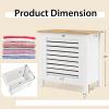imageGiantex 12 Gallon Laundry Hamper Wooden Dirty Clothes Hamper with Removable Lid Louver Design Clothing Storage Organizer Laundry Basket for Laundry Room Bedroom Bathroom Easy Assembly White
