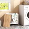 imageGiantex 12 Gallon Laundry Hamper Wooden Dirty Clothes Hamper with Removable Lid Louver Design Clothing Storage Organizer Laundry Basket for Laundry Room Bedroom Bathroom Easy Assembly White